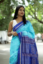 Load image into Gallery viewer, Mulberry Silk Sambalpuri Saree | Ratha Chakra Sky Blue - Pasapali

