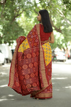 Load image into Gallery viewer, Vruksha Pravah - Mercerized Cotton Sambalpuri Saree with Vriksha (Tree of Life) Ikat Motif
