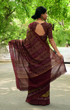 Load image into Gallery viewer, Mercerized Cotton Sambalpuri Saree with Stripe Ikat &amp; Jhoti Motif – Pasapali

