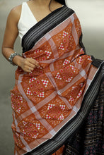 Load image into Gallery viewer, Rust Pasapalli Sambalpuri Saree Floral Ikat Grid - Pasapali
