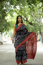 Load image into Gallery viewer, Black Sambalpuri Cotton Saree | Mayur Pasapali Ikat – Pasapali
