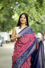 Load image into Gallery viewer, Leher - Mercerized Cotton Sambalpuri Saree with Lehri Wave &amp; Bird Motifs
