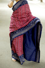 Load image into Gallery viewer, Leher - Mercerized Cotton Sambalpuri Saree with Lehri Wave &amp; Bird Motifs
