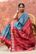 Phuljaal GI certified Sambalpuri saree — handloom drape view with jhoti pallu, Pasapali