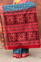 Phuljaal Sambalpuri cotton saree — phula and jhoti motif detail, Bandhakala technique, Odisha
