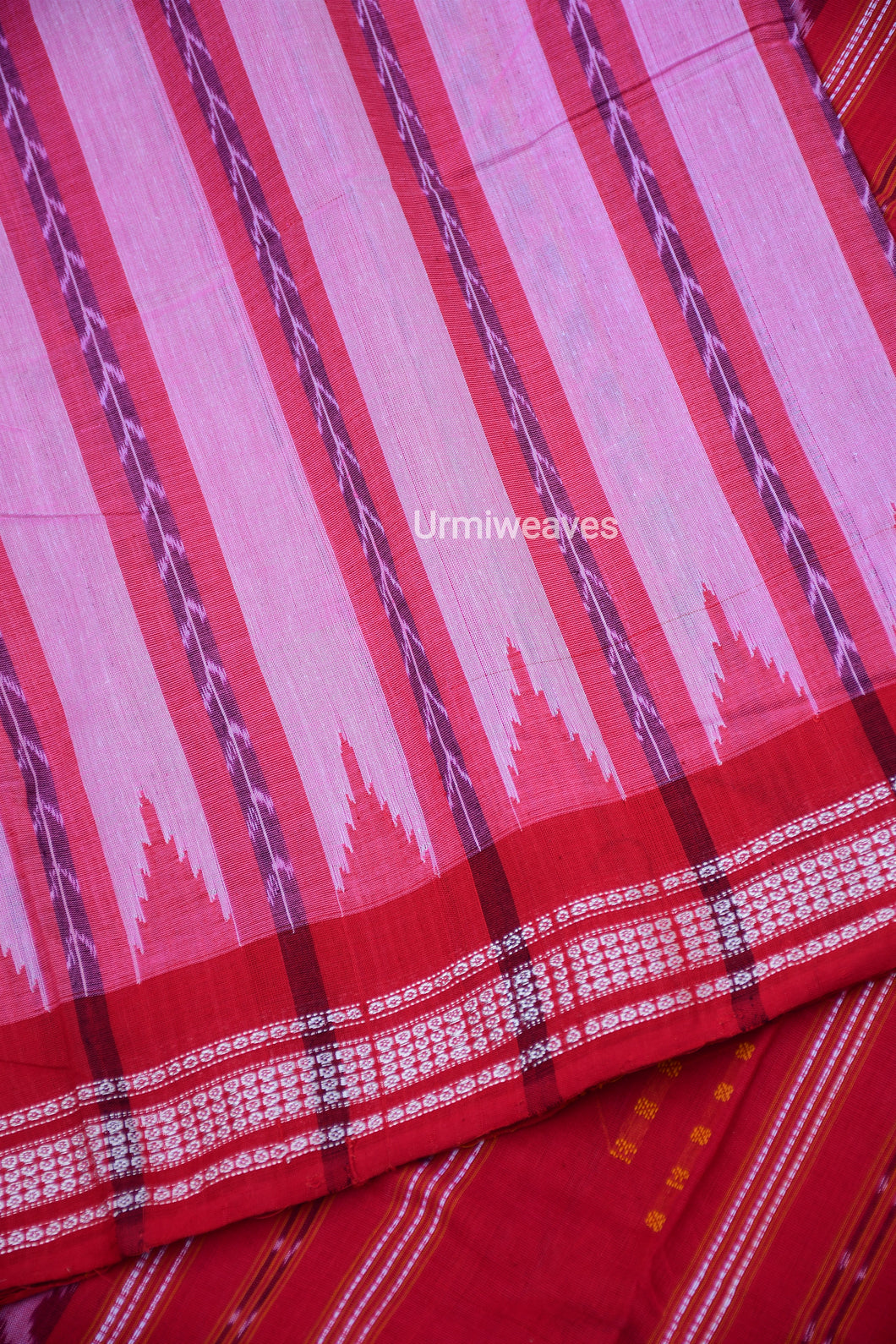 pink red sambalpuri cotton saree