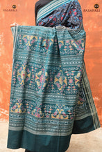 Load image into Gallery viewer, Pushpanjali mercerized cotton Sambalpuri saree front drape — Phula body motif, Pasapali
