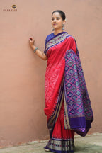 Rudraksha and phula buta border detail — Ratnaprabha Sambalpuri Bandha saree woven by Bhulia weavers, Pasapali