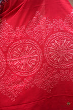 Phula jhoti motif detail on body of Ratnaprabha Sambalpuri cotton saree — Bandha resist-dyed before weaving, Odisha