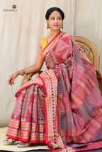 Load image into Gallery viewer, Rekha Sambalpuri cotton saree hero view in purple — authentic Bandha double ikat by Bhulia weavers | Pasapali
