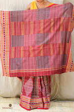 Load image into Gallery viewer, Rekha blue pallu detail — traditional jhoti motifs in Sambalpuri Bandha double ikat weave | Pasapali handloom
