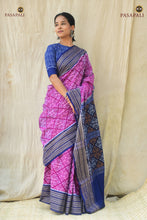 Load image into Gallery viewer, Rekha blue pallu jhoti motif close-up — GI certified Sambalpuri handloom saree, Bhulia weavers Odisha | Pasapali
