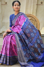 Rekha Sambalpuri Bandha double ikat motif detail — jhoti and Rudraksha pattern alignment | Pasapali Odisha