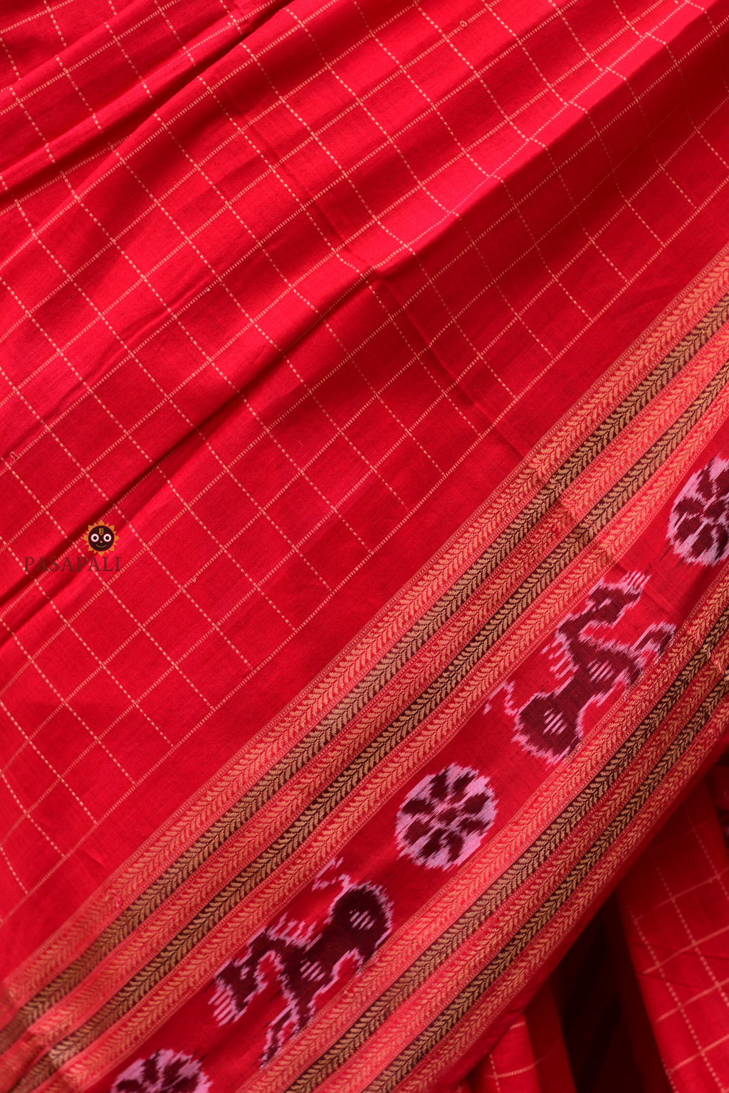 Sachipar Daanti Danti checks — jala technique body weave, authentic Sambalpuri cotton saree, Pasapali Odisha