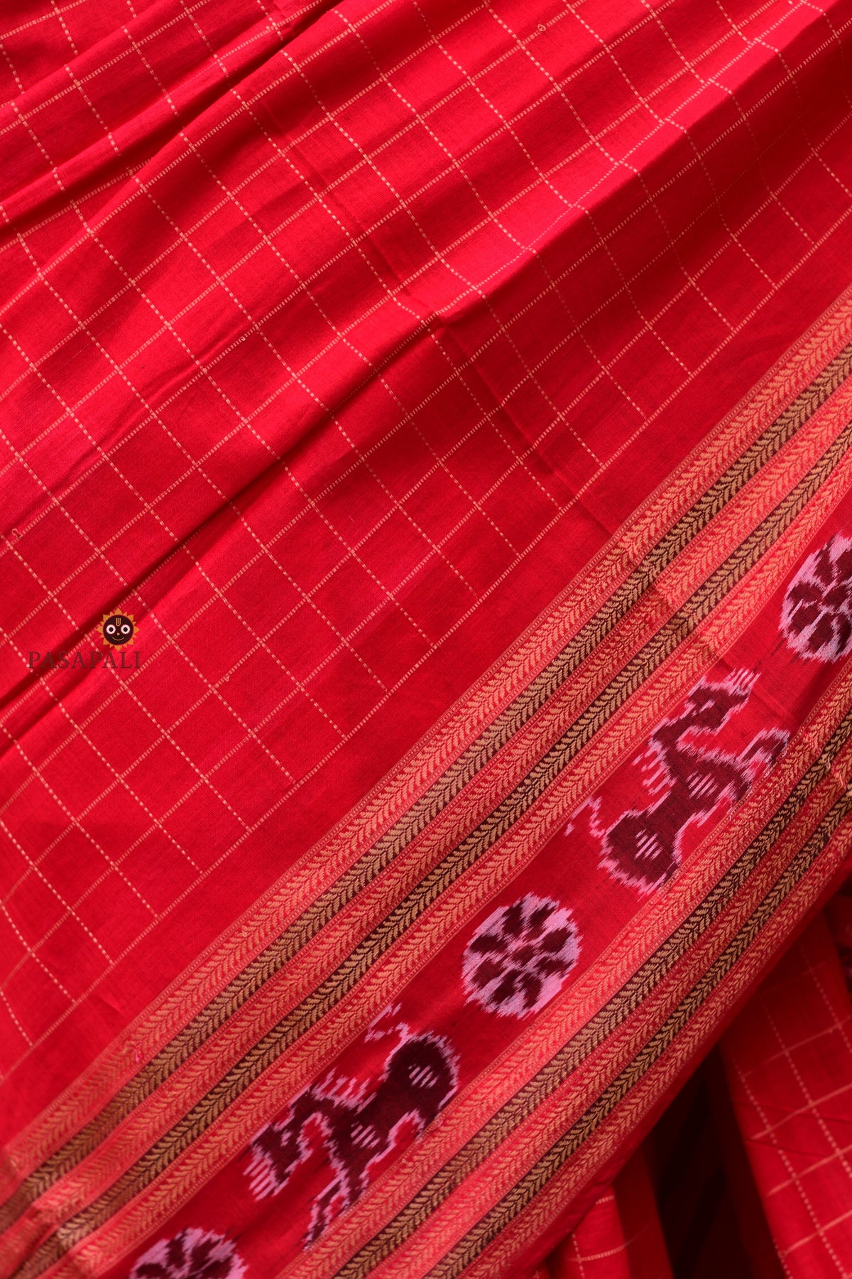 Sachipar Daanti Danti checks — jala technique body weave, authentic Sambalpuri cotton saree, Pasapali Odisha