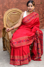 Sachipar Daanti warp-weft texture — mercerized cotton ikat detail, Sambalpuri Bandha, Bhulia weaver craft