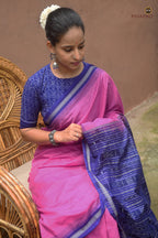 Full length flat view of Shailabala — authentic Sambalpuri Bandha mercerized cotton saree with blouse. Pasapali.