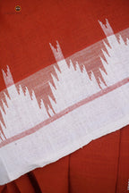 Shalmali Kotpad saree drape — off-white and orange handspun cotton, GI certified Kotpad textile