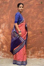 Load image into Gallery viewer, Sharmila GI certified Sambalpuri handloom saree full view — pink mercerized cotton with Bandhakala weave, Pasapali
