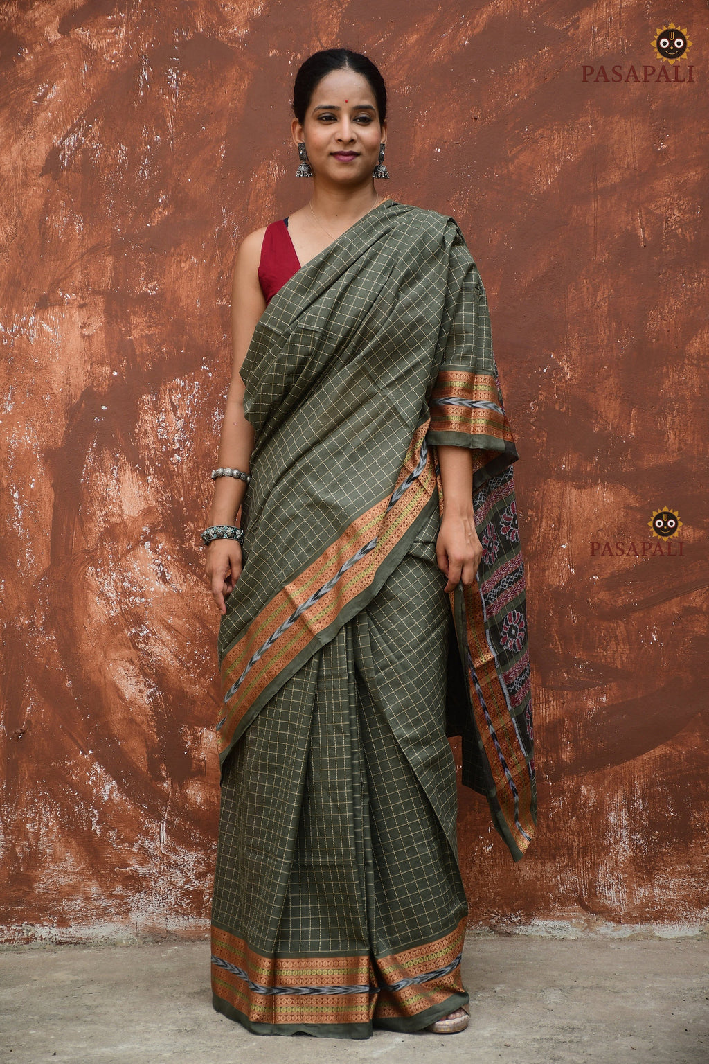 Smritirekha Sambalpuri Bandha mercerized cotton saree with Handloom Mark — Pasapali Odisha