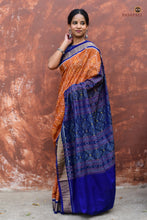 Load image into Gallery viewer, Tambuli light brown Sambalpuri Handloom mercerized cotton saree by Pasapali — full hero view with Bandha ikat weave
