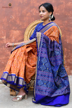 Load image into Gallery viewer, Mercerized cotton texture close-up of Tambuli Sambalpuri Bandha saree — smooth surface, Bhulia weavers, Pasapali
