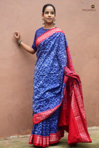 Traditional phula pallu close-up on Yashodhara Sambalpuri Bandha mercerized cotton saree by Pasapali