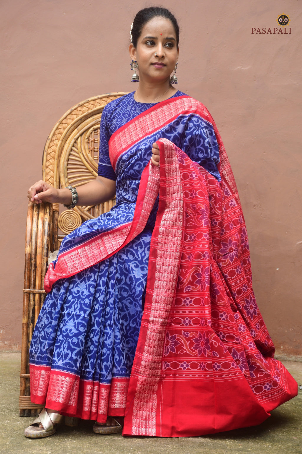 Yashodhara Sambalpuri cotton saree draped view — GI certified Sambalpuri Handloom, mercerized cotton, Pasapali